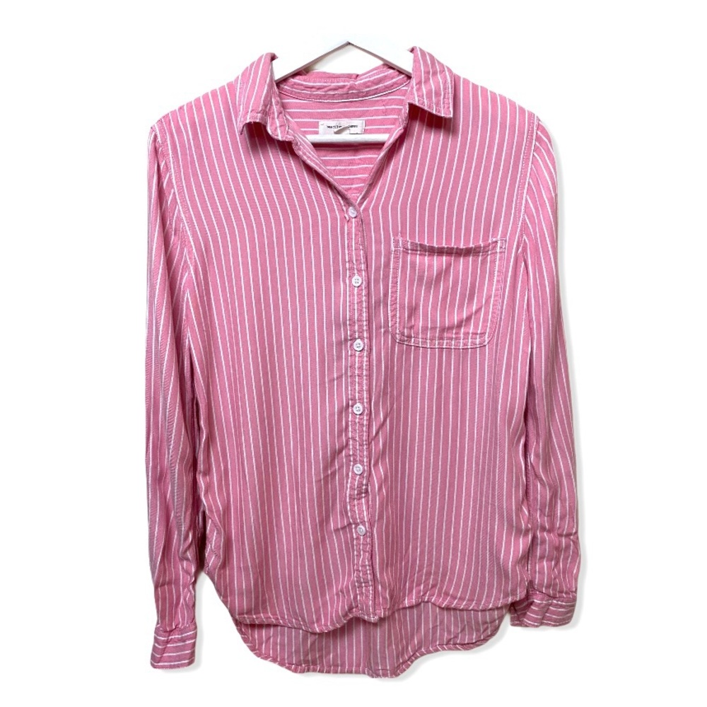🌟BeachLunchLounge Pink Stripe Button Down Shirt XS - Picture 1 of 6